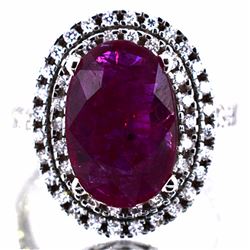 Natural Ruby 4.59 ctw Diamond Ring 14KW