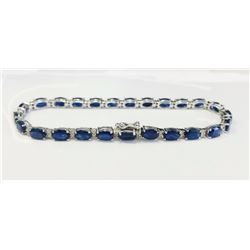 BLUE SAPPHIRE 13.83CT, 14K W/G BRACELET 6.78GRAM / DIAMOND 0.53CT