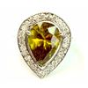 Image 1 : Sphene Pear shape 6.20CT / Diamond 0.63CT  14K White Gold Ring 5.67 Gram