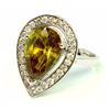 Image 3 : Sphene Pear shape 6.20CT / Diamond 0.63CT  14K White Gold Ring 5.67 Gram