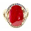 Image 2 : Ruby 8.45Ct / Blue Sapphire 0.43Ct / Diamond 0.40CT / 14K White Gold Ring 5.82 Gram