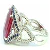 Image 3 : Ruby 8.45Ct / Blue Sapphire 0.43Ct / Diamond 0.40CT / 14K White Gold Ring 5.82 Gram