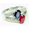 Image 2 : Ruby 1.11CT / Blue Sapphire 1.19CT / Diamond 0.29CT / 14K White Gold Ring 8.68 Gram