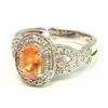 Image 2 : Spessartite 4.73Ct / Diamond 0.48Ct  / 14K White Gold Ring 4.73 Gram