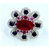 Image 1 : GIA Ruby 3.03ct  center   Ruby side small 0.20ct   Blue Sapphire 0.87ct  Diamond 0.30ct