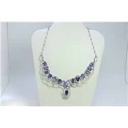 14K White gold Necklace approx 48.26gram including Diamond 2.80ct Approx /Tanzanite mixed shpae 48.2