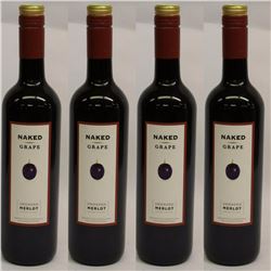 4 BOTTLES OF NAKED GRAPE UNOAKED MERLOT