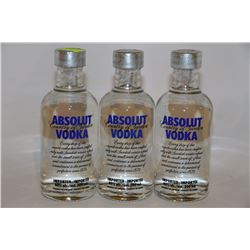 3 BOTTLES OF ABSOLUT VODKA