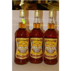 3 BOTTLES OF PHILLIPS BUTTER RIPPLE SCHNAPPS