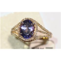 14KT GOLD TANZANITE, DIAMOND RING