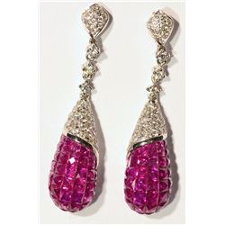 14KT GOLD SAPPHIRE, DIAMOND EARRINGS