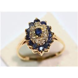 14KT GOLD SAPPHITE, DIAMOND RING