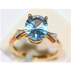 14KT GOLD BLUE TOPAZ RING MSRP $1750