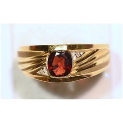 10KT GOLD GARNET,  DIAMOND RING MSRP $835