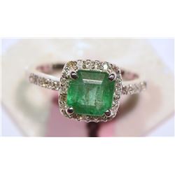 14KT GOLD EMERALD, DIAMOND RING MSRP $7129