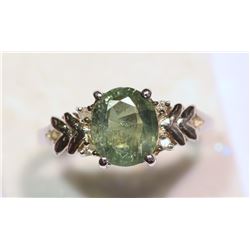 14KT GOLD ALEXANDRITE, DIAMOND RING