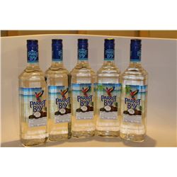 5 BOTTLES OF PARROT BAY CARIBBEAN RUM