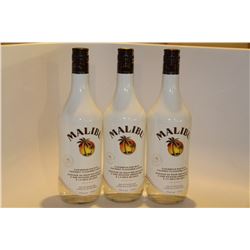 3 BOTTLES OF MALIBU CARIBBEAN RUM