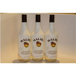 3 BOTTLES OF MALIBU CARIBBEAN RUM