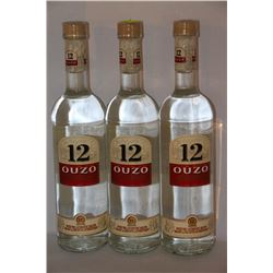 3 BOTTLES OF 12 OUZO
