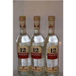 3 BOTTLES OF 12 OUZO