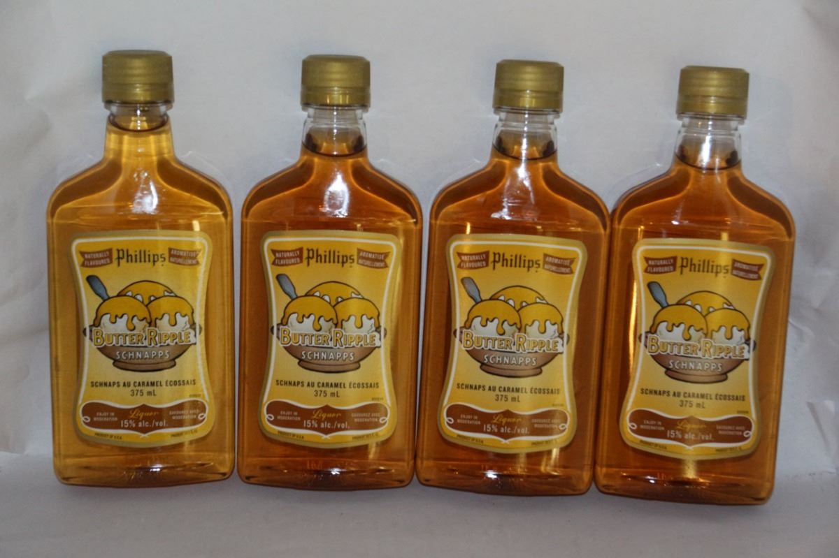 4 BOTTLES OF PHILLIPS BUTTER RIPPLE SCHNAPPS