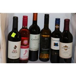 6 BOTTLES OF ASSORTED WINE