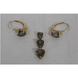 MYSTIC TOPAZ EARRING AND PENDANT SET 14K GOLD