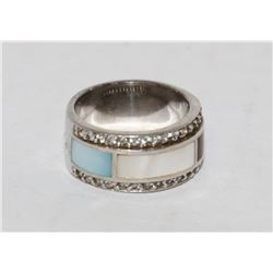 STERLING SILVER MOTHER OF PEARL INLAY RING