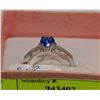 Image 1 : NATURAL BLUE SAPPHIRE + CUBIC ZIRCONIA RING