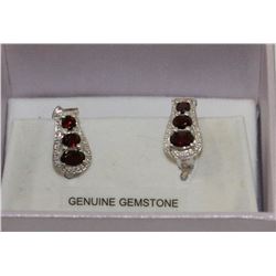 STERLING SILVER AND GARNET EARRINGS