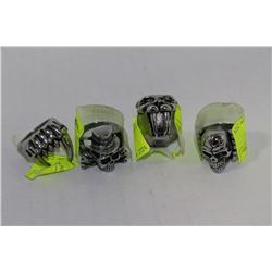 4 STEEL GOTH RINGS