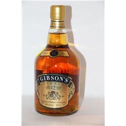 750ML BOTTLE OF GIBSON'S 12 YRS. WHISKY