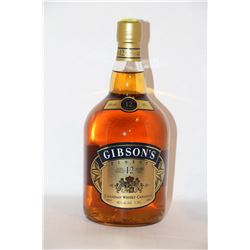 1.14L BOTTLE OF GIBSON'S 12 YEAR OLD WHISKY