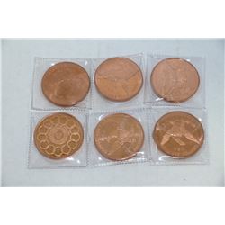 5 1 OZ .999 PURE COPPER ROUNDS