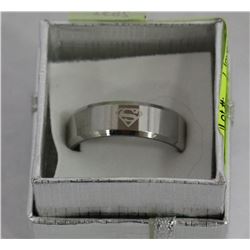 SUPERMAN LOGO STEEL BAND RING SIZE 11