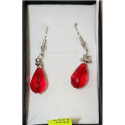 HANDCRAFTED RED SWAROVSKI DROP EARRINGS