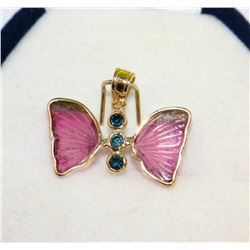 14KT GOLD TOURMALINE & DIAMOND (3 DIAMONDS)