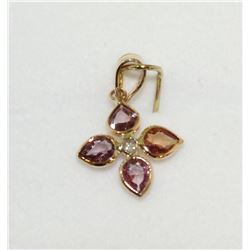 14KT GOLD PINK SAPPHIRE (1.30CT) & DIAMOND PENDANT