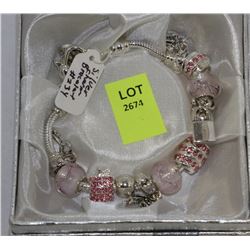 SILVER CHARM PINK ASSORTED CHARMS BRACELET