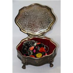 ZINC JEWELLERY BOX WITH CONTENTS