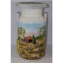 PAINTED VINTAGE CREAM CAN