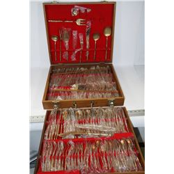 LARGE SET OF BRASS CUTLERY IN CASE