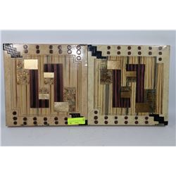 PAIR OF ABSTRACT WOOD PLAQUE