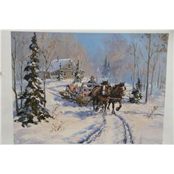 GEORGIA JARVIS LTD EDITION PRINT "HAY SLEIGH KIDS"