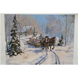 GEORGIA JARVIS LTD EDITION PRINT "HAY SLEIGH KIDS"