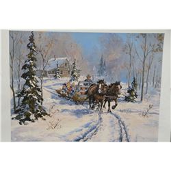 GEORGIA JARVIS LTD EDITION PRINT "HAY SLEIGH KIDS"