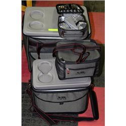 4-PIECE PICNIC & COOLER SET-3 COOLERS & PICNICWARE