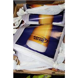 BOX OF BUD LIGHT AND CANADIAN BEER FLAGS
