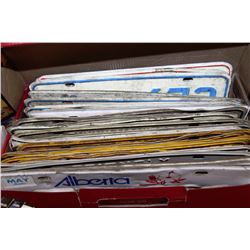 BOX OF OLD LICENSE PLATES